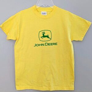Vintage John Deere Boys Short Sleeve T Shirt Yellow Green Tractor Size 10/12